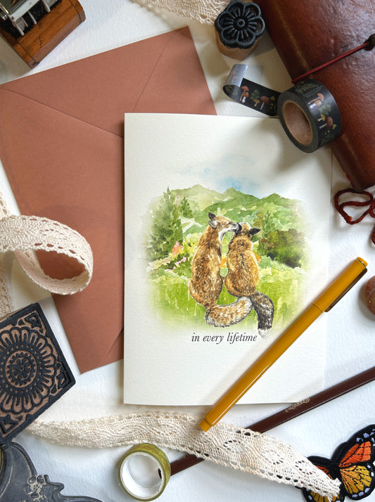 "In Every Lifetime" Fox Romantic Greeting Card